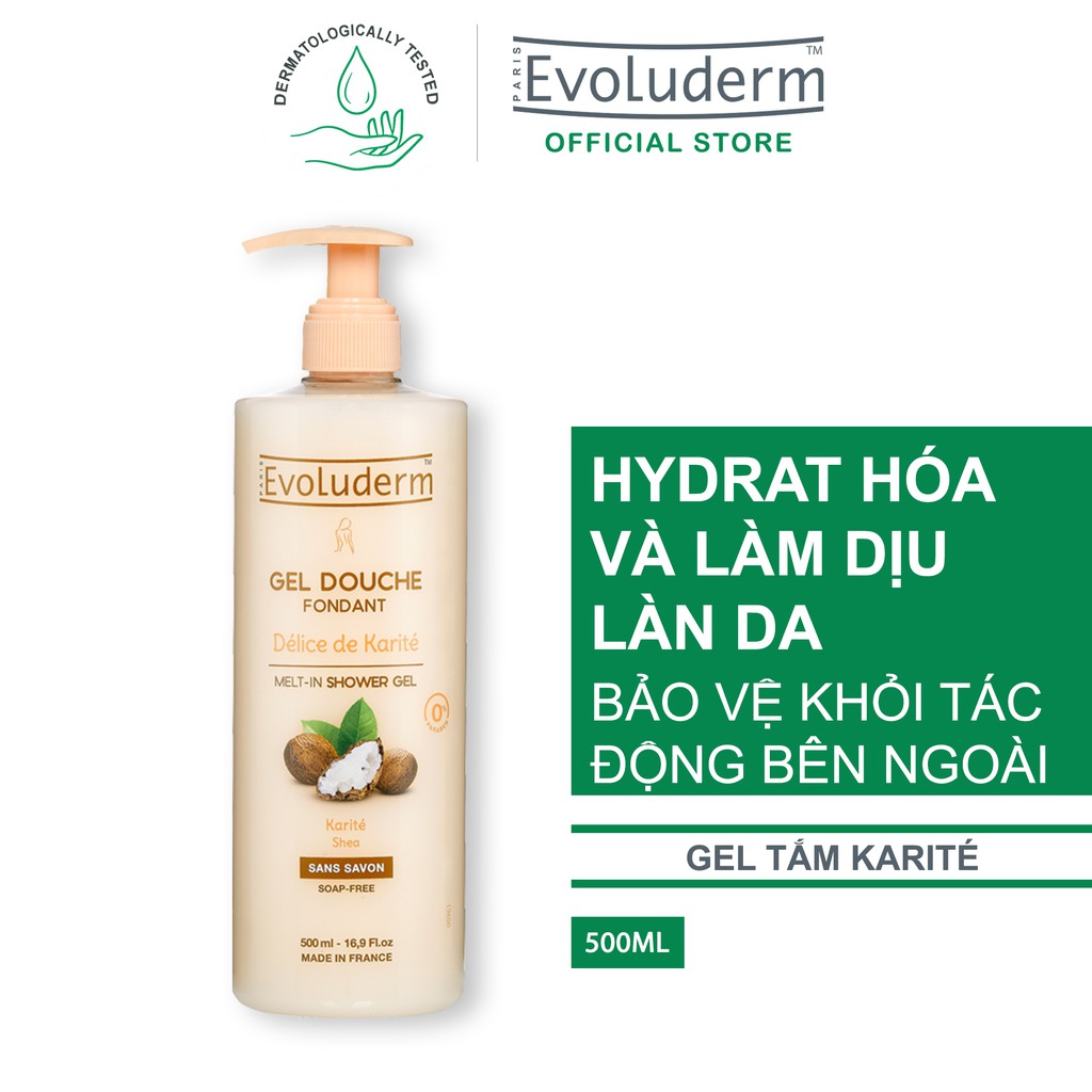 [HSD: 01/2022] Gel tắm Evoluderm Gel Douche Fondant Délice de Karité 500ml