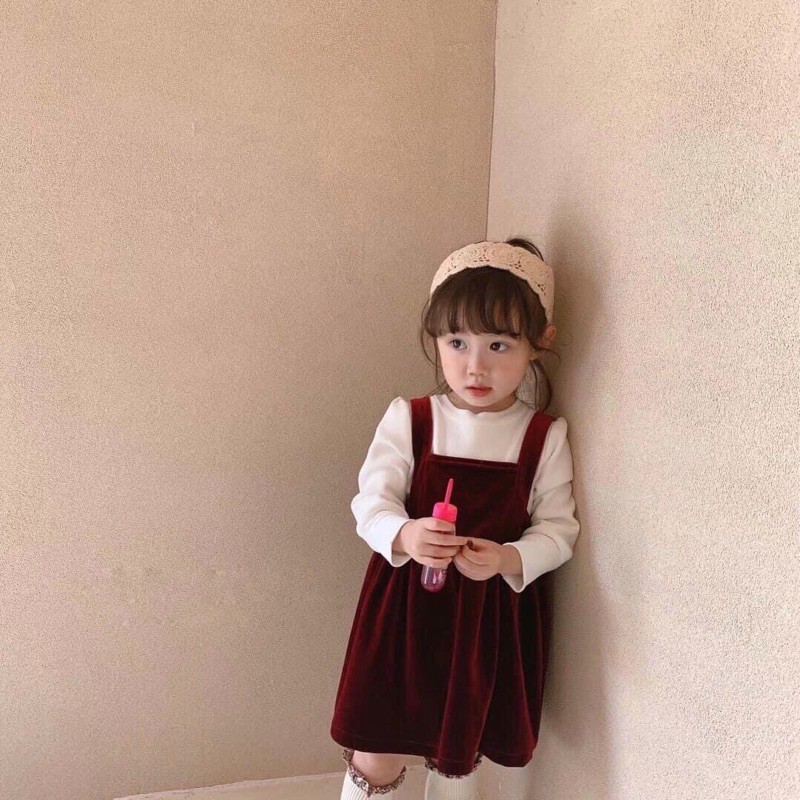 VÁY NHUNG 2 MÀU CHO BÉ