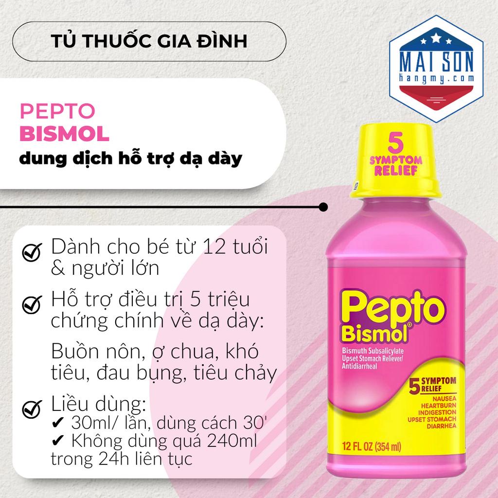 DUNG DỊCH HỖ TRỢ 5 TRIỆU CHỨNG DẠ DÀY PEPTO BISMOL  - Hàng Nhập USA Chính Hãng
