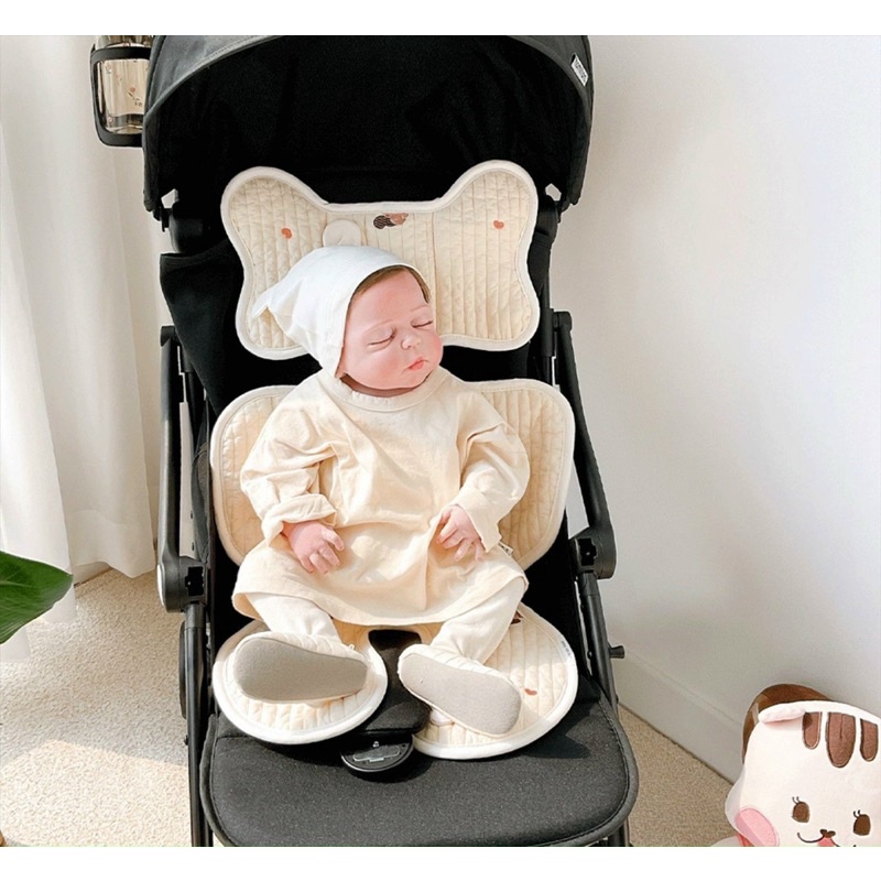 Tấm lót xe đẩy cho bé cotton mềm mại, thoáng khí, phong cách Hàn Quốc