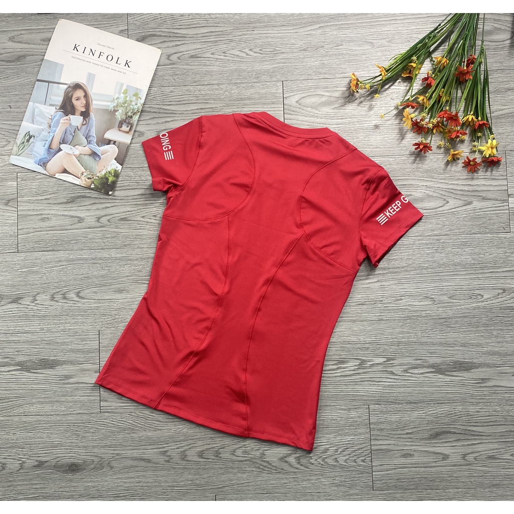 Áo Thun Nữ Thể Thao Size 40kg Đến 80kg Tay Ngắn Keep Going Bên Tay Tập Gym Yoga Mã DN02