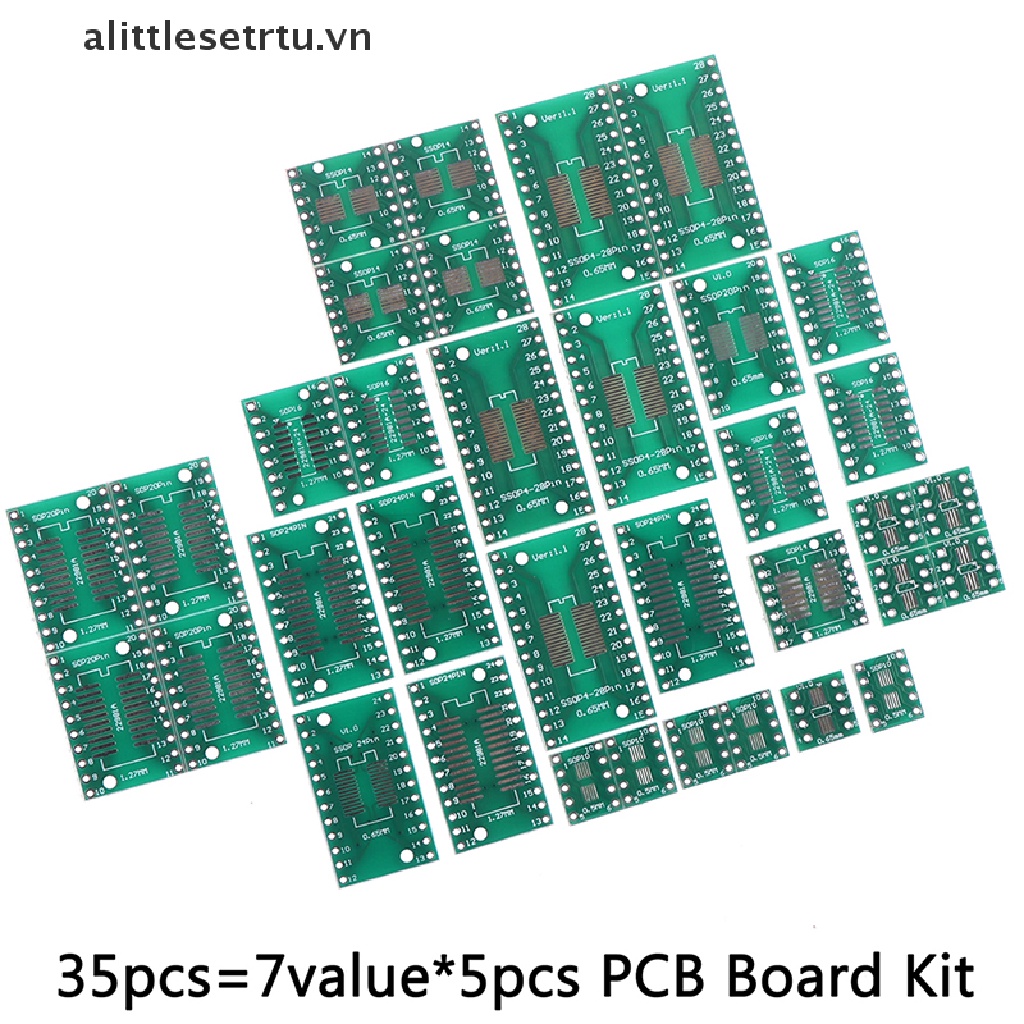 Bộ 35 Bảng Mạch PCB 5 * 7Veue SMT Chuyển Đổi Sang DIP SOP SSOP TSSOP SOT23 8 10 14 16 20