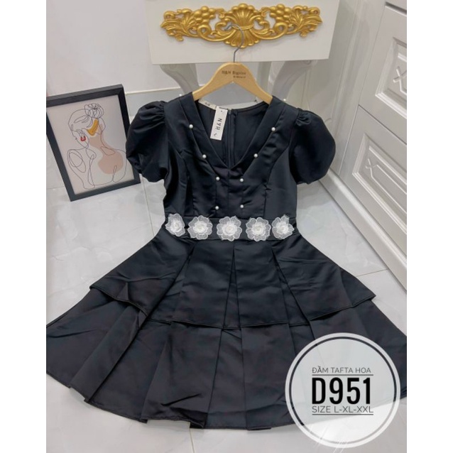 ĐẦM BIGSIZE XẾP LY ĐÍNH HOA HỒNG Ở EO