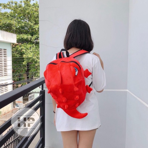Balo khủng long cỡ trung  siêu dễ thương - VẢI NHUNG - FREESHIP