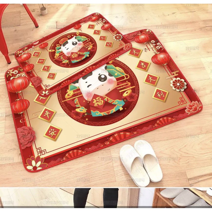 Thảm chùi chân bali trang trí tết 40x60cm màu ngẫu nhiên