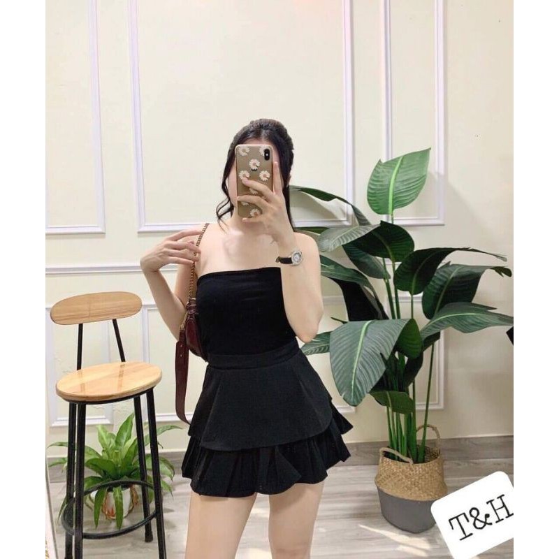 Chân váy 2 tầng dập ly xinh lung linh