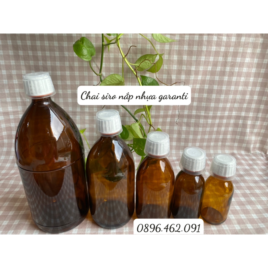 CHAI THỦY TINH ĐỰNG SIRO HO, CHAI THỦY TINH DƯỢC PHẨM 100ML/125ML/250ML/500ML/1000ML NẮP NHÔM/NẮP NHỰA GARANTI
