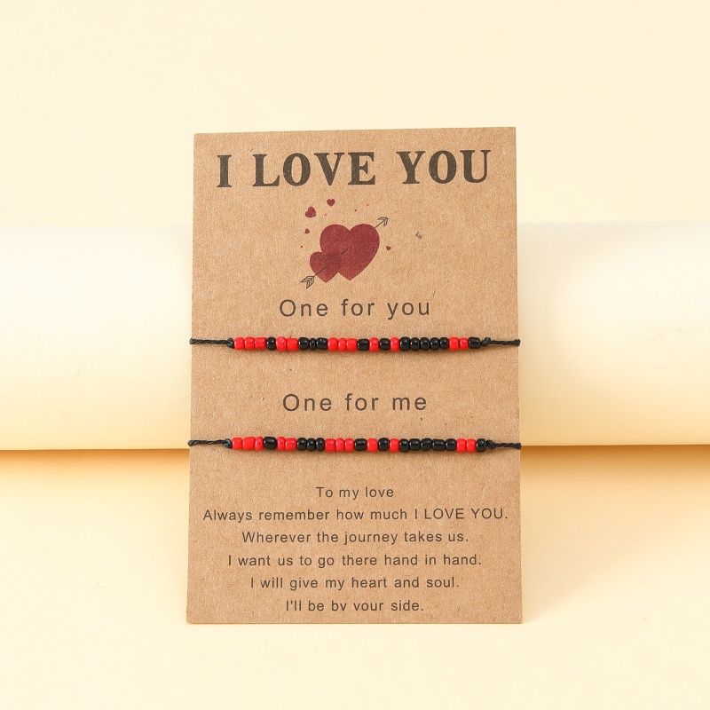 Vòng Tay Chuỗi Hạt Khắc Chữ I Love You Cho Cặp Đôi