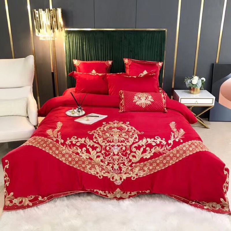 Bộ Chăn ga gối Lụa thêu cao cấp