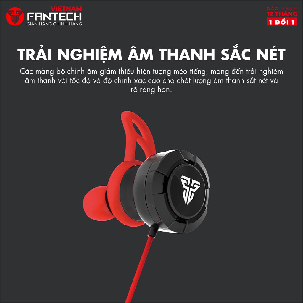 Tai Nghe Gaming Nhét Tai Có Dây FANTECH EG1 Jack 3.5mm Kèm Dây Chuyển Dùng Cho Điện Thoại Lẫn Máy Tính - Chính Hãng