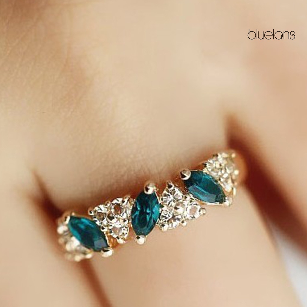 Nhẫn Hợp Kim Đính Đá Xanh Nhân Tạo Thời Trang Cho Nữ
