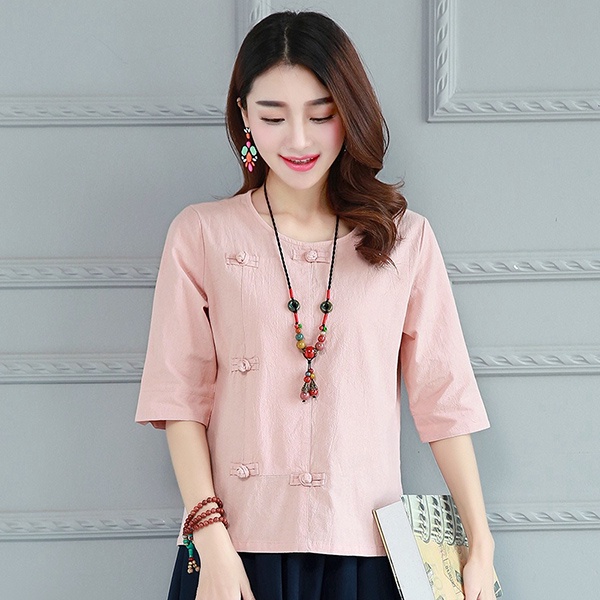 Áo Thun Cotton Lanh Tay Ngắn Dáng Rộng Thời Trang Mùa Hè Hàn Quốc Mới 2022
