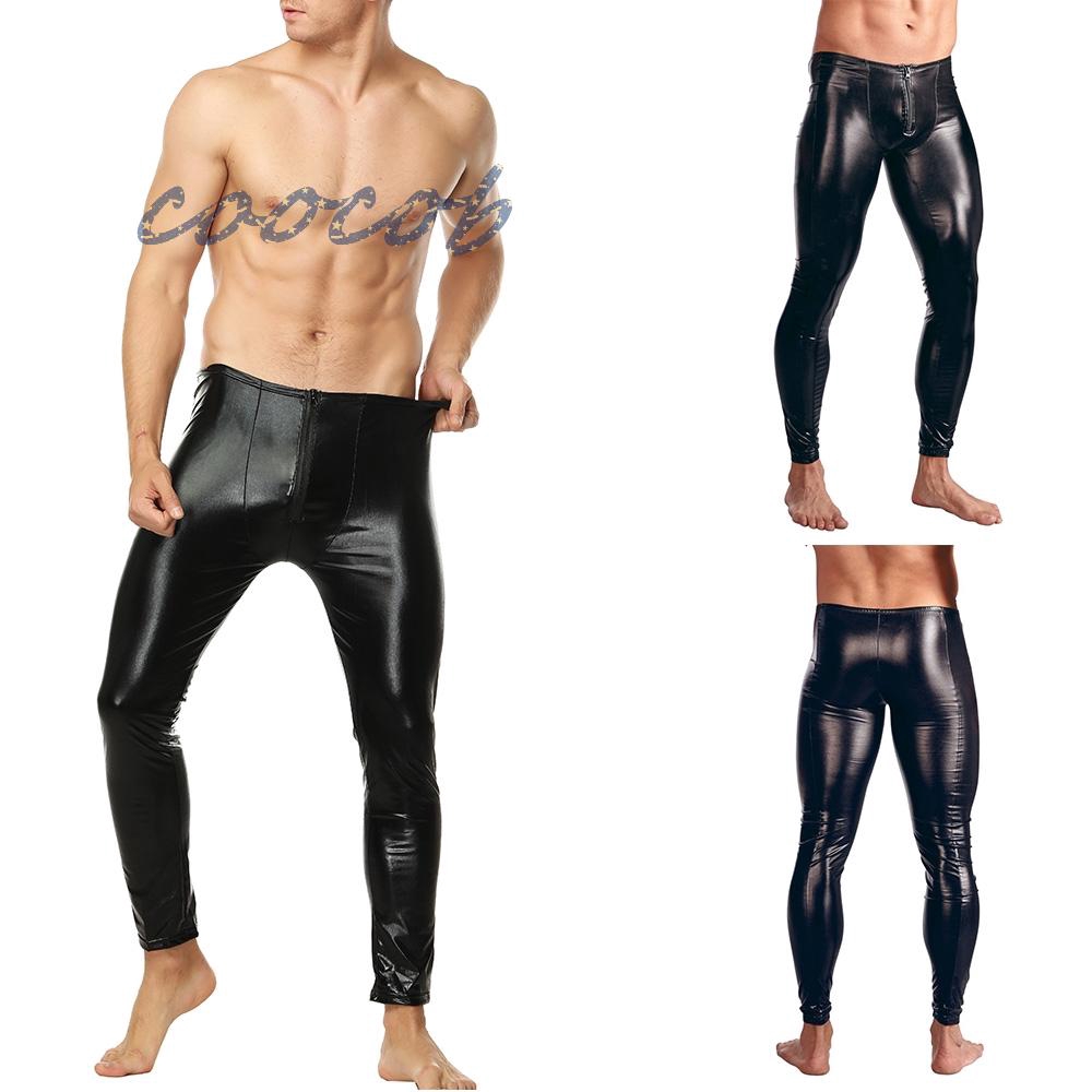 Quần legging da bóng màu trơn gợi cảm cho nam giới