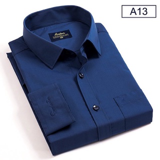 Áo Sơ Mi Nam Công Sở Trung Niên Thương Hiệu Anton Xanh Than Trơn Dài Tay Vải Cotton Có Túi - A13
