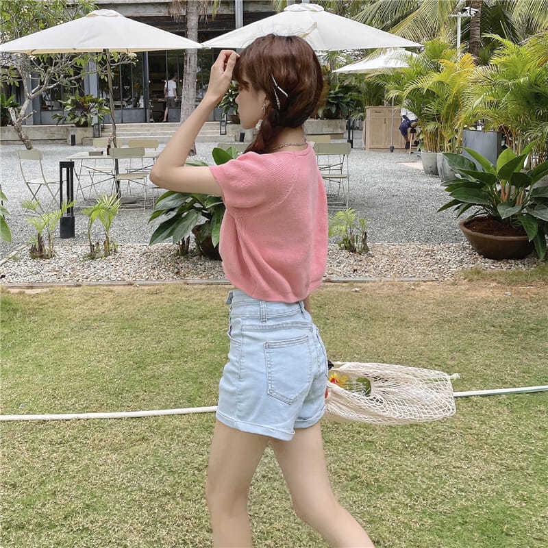 Áo Thun Crop Top Tay Ngắn Phong Cách Hàn Quốc Thời Trang Mùa Hè Mới 2022 Dành Cho Bạn Nữ
