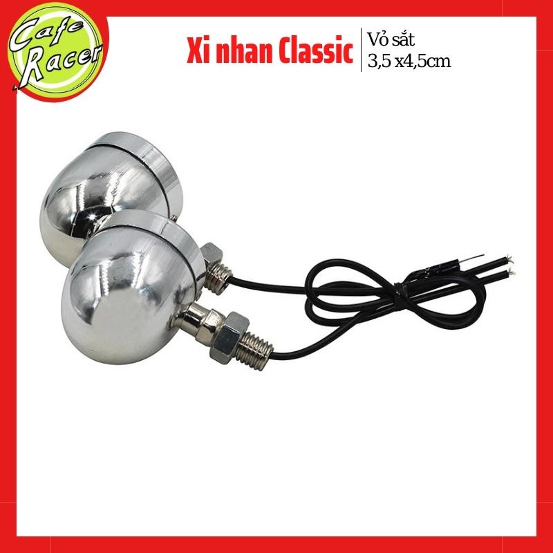 Xi nhan xe máy độ , xi nhan classic loại bé 3,5 x4,5cm hàng tốt vỏ sắt sơn đen chuyên độ xe