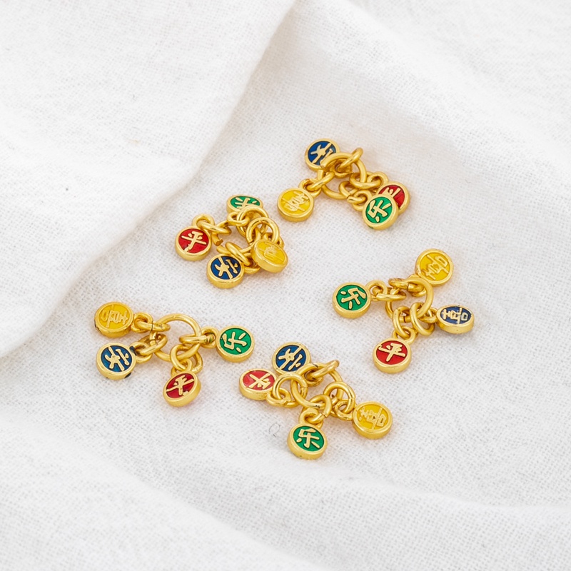 Mặt Dây Chuyền/Vòng Tay/Dây Chuyền Hình Nhân Vật Joyful Màu Vàng 18k diy Bằng Đồng 4mm