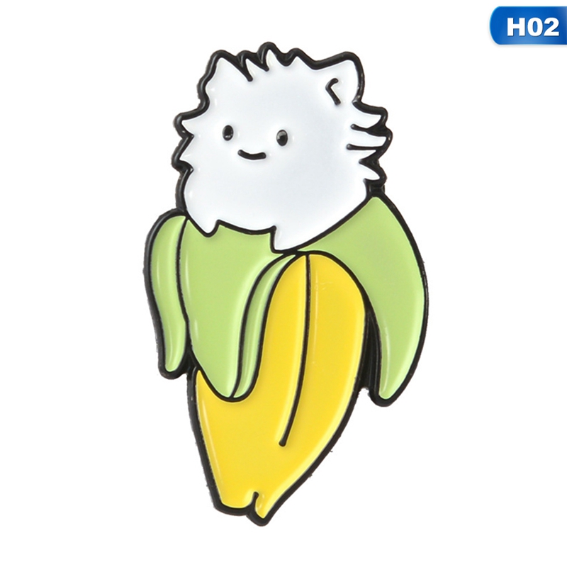 Ghim cài áo hình trái chuối chú mèo hoạt hình dễ thương