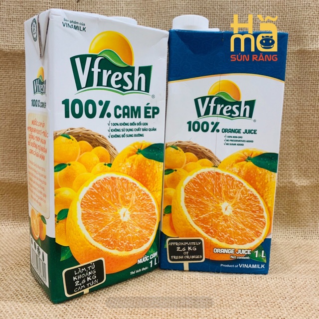 Nước cam ép nguyên chất VFresh Vinamilk hộp 1 lít, dùng riêng trên máy bay