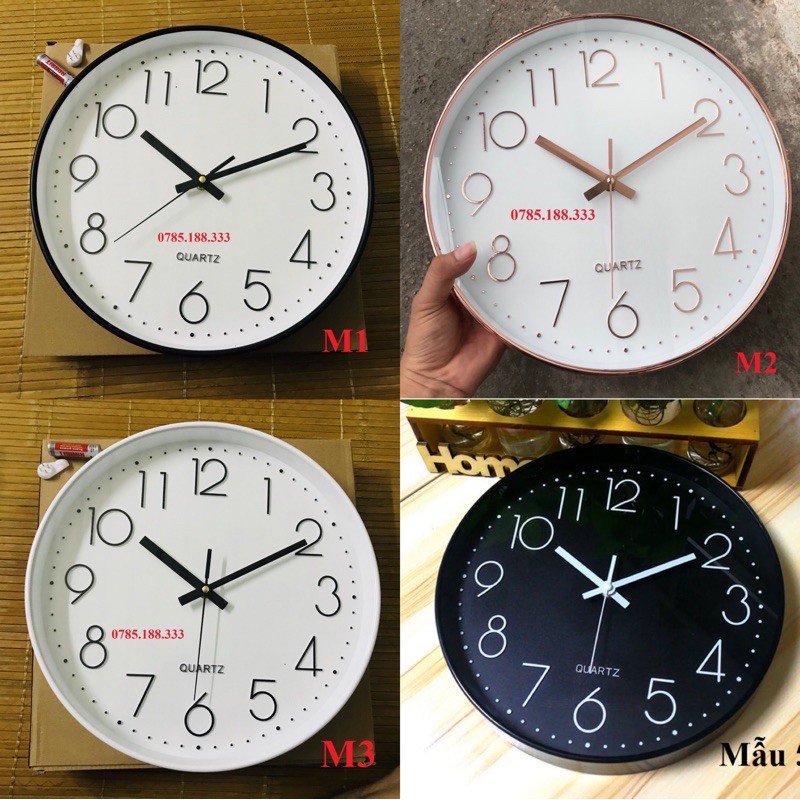[8 Mẫu Cao Cấp] Đồng Hồ Treo Tường Kim Trôi Cực Đẹp. (Tặng : pin+ móc treo 3 chân)