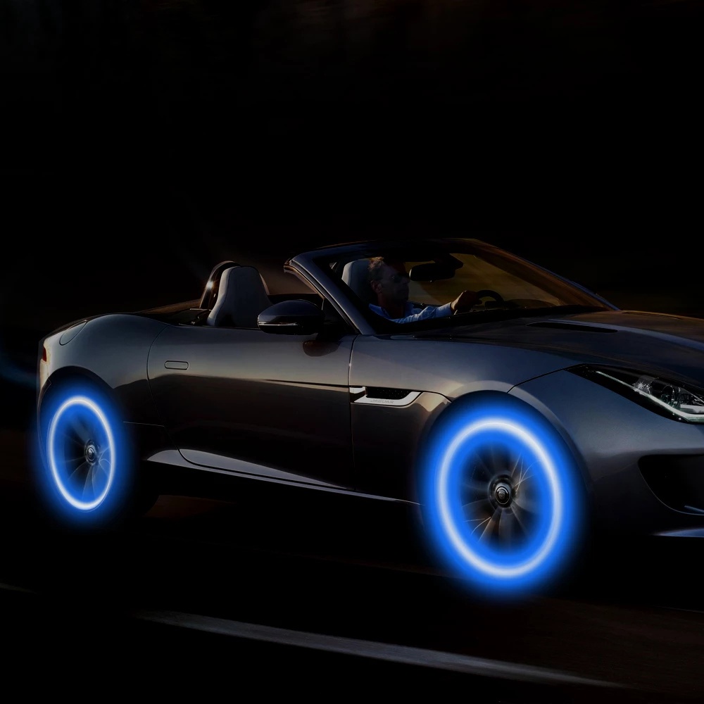 Set 1 / 4 Nắp Van Lốp Xe Hơi / Xe Máy Chống Bụi Màu Xanh Dương Dạ Quang Thông Dụng