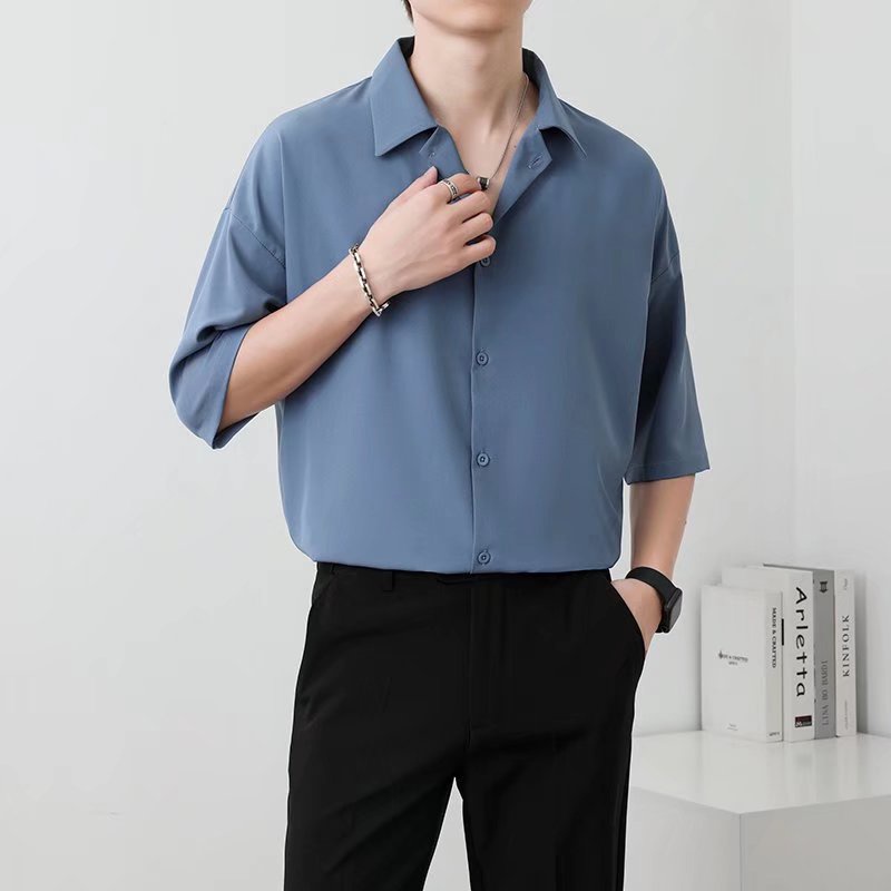 Áo Sơ Mi Nam Tay Ngắn Màu Trơn Phong Cách Hàn Quốc Thời Trang Simple áo nam form rộng fashion áo phông nam có cổ