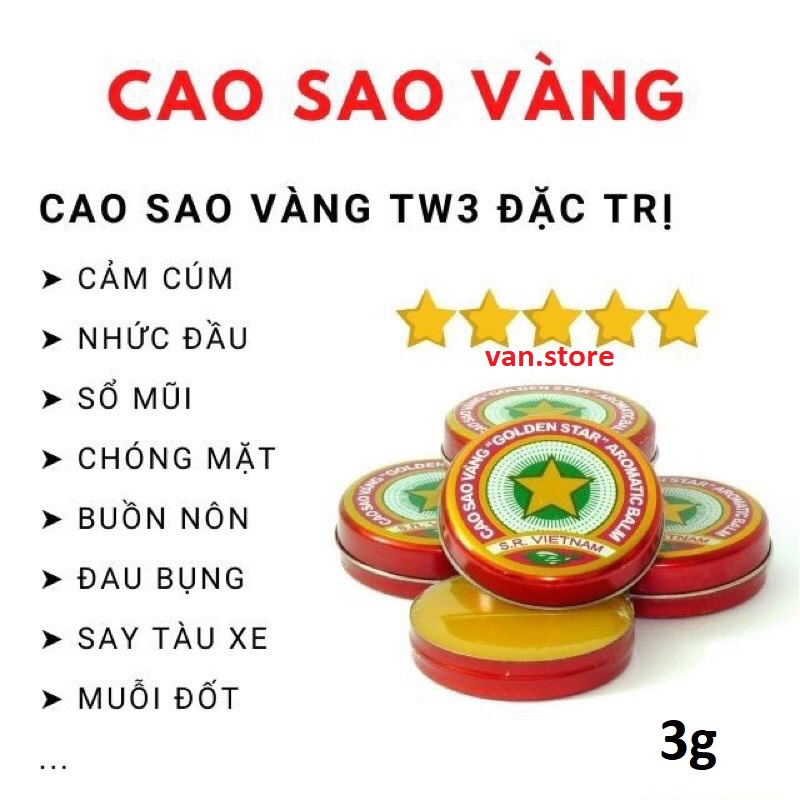 Dầu Cao Sao Vàng (Dầu Cù Là) - Hộp 3g - Sản Phẩm Của Cty CP Dược TW3