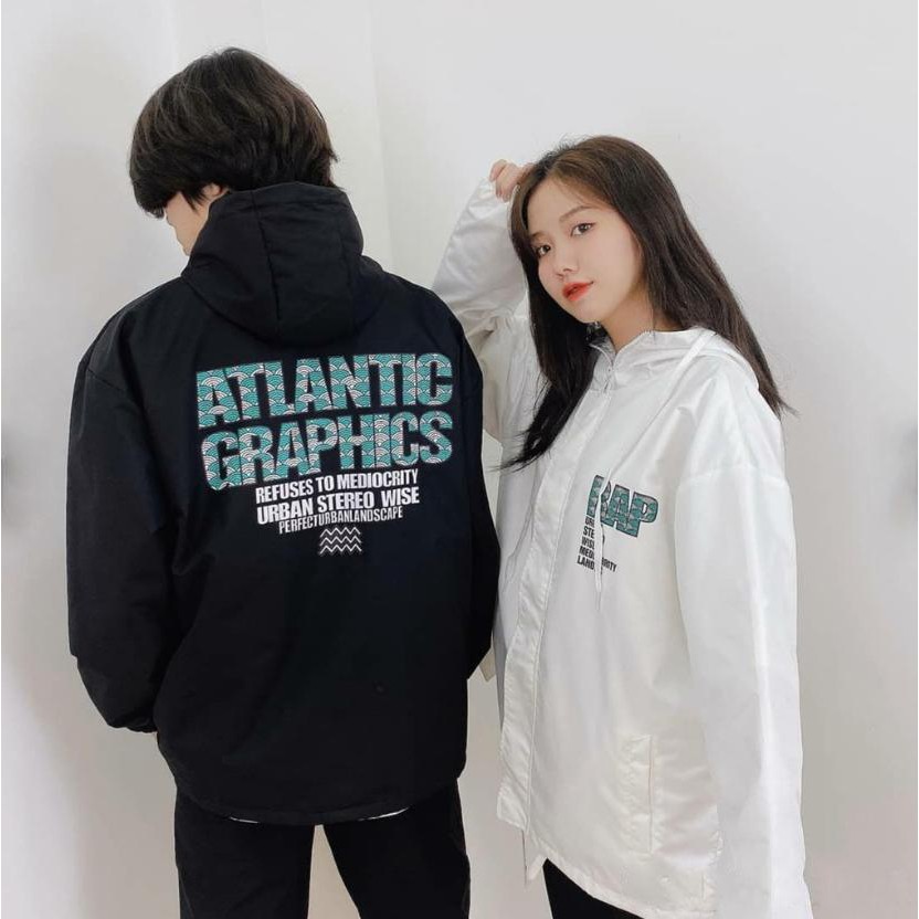 Áo khoác dù 2 lớp unisex RAP ATLANTIC GRAPHICS chống nắng chống mưa nhẹ - Áo khoác nam nữ đi phượt cực chất | Hany Shop