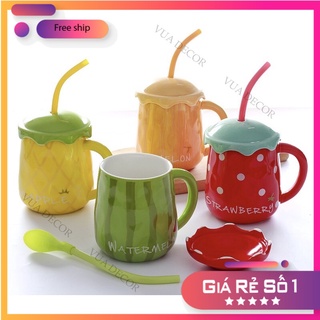 Cốc Uống Nước Uống Cafe 🍓HOA QUẢ🍓 Cốc Sứ Đáng Yêu Cute V37
