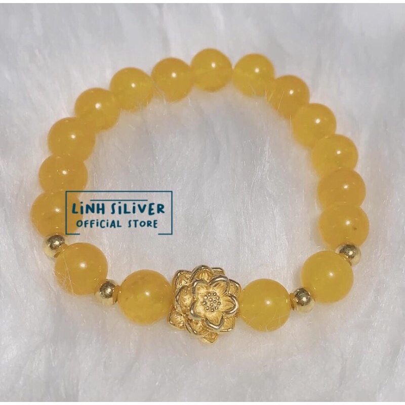 VÒNG TAY ĐÁ MÃ NÃO MIX CHARM SEN BI BẠC MẠ VÀNG