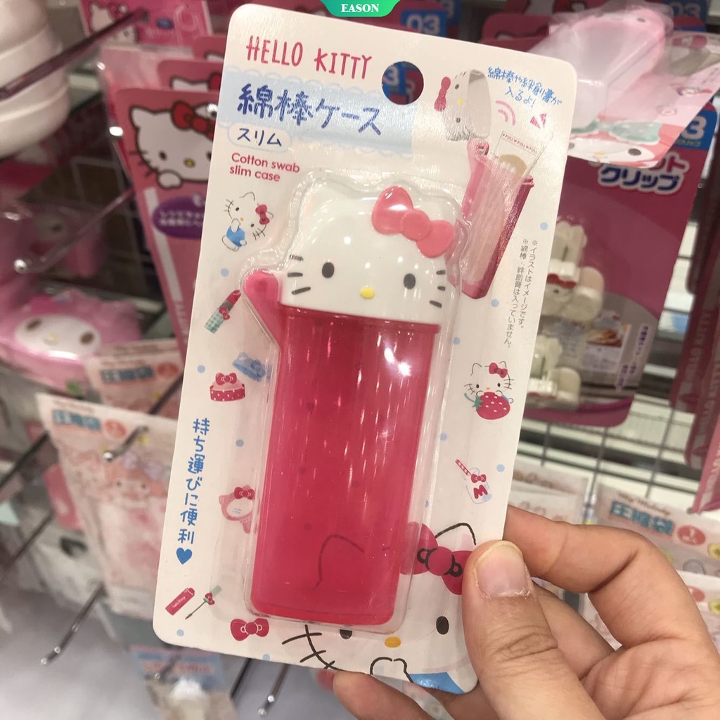 SANRIO Hộp Đựng Tăm Bông cotton Trong Suốt Sức Chứa Lớn Họa Tiết Hoạt Hình Dễ Thương Mang Đi Du Lịch Tiện Lợi