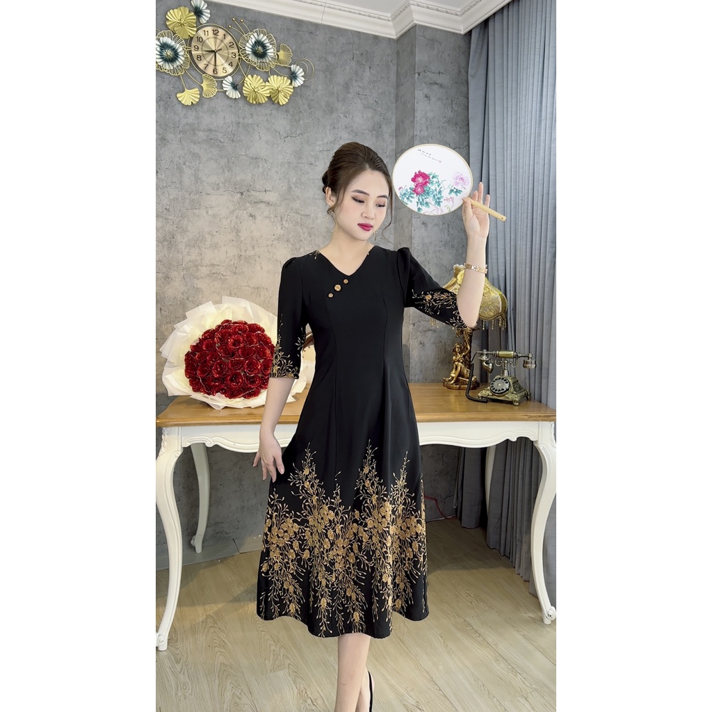 (TM 703) Cao Cấp Vải Mango Hoa Cực Đỉnh Sang Chảnh Quý Phái Dành Riêng Cho Mẹ Cho Bà Bigsize