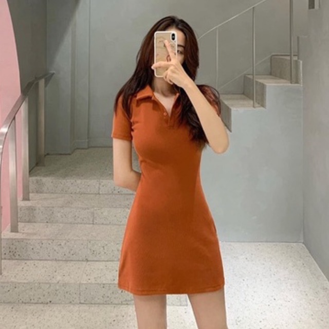 ❣️VÁY XOÈ CỔ SƠMI CAM ĐẦM  DÁNG POLO ĐI CHƠI ĐI DẠO ĐI BIỂN❣️