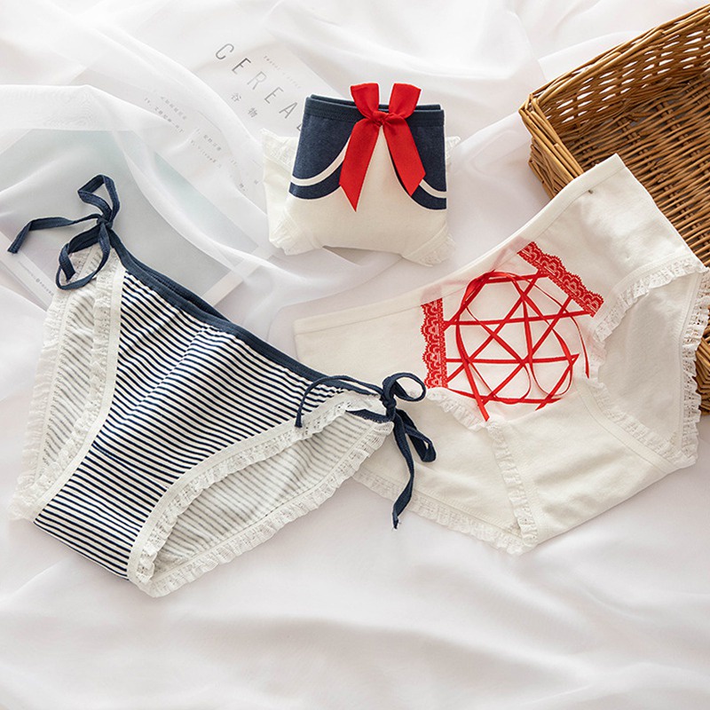 Quần lót cotton lưng vừa phối màu thời trang cho nữ