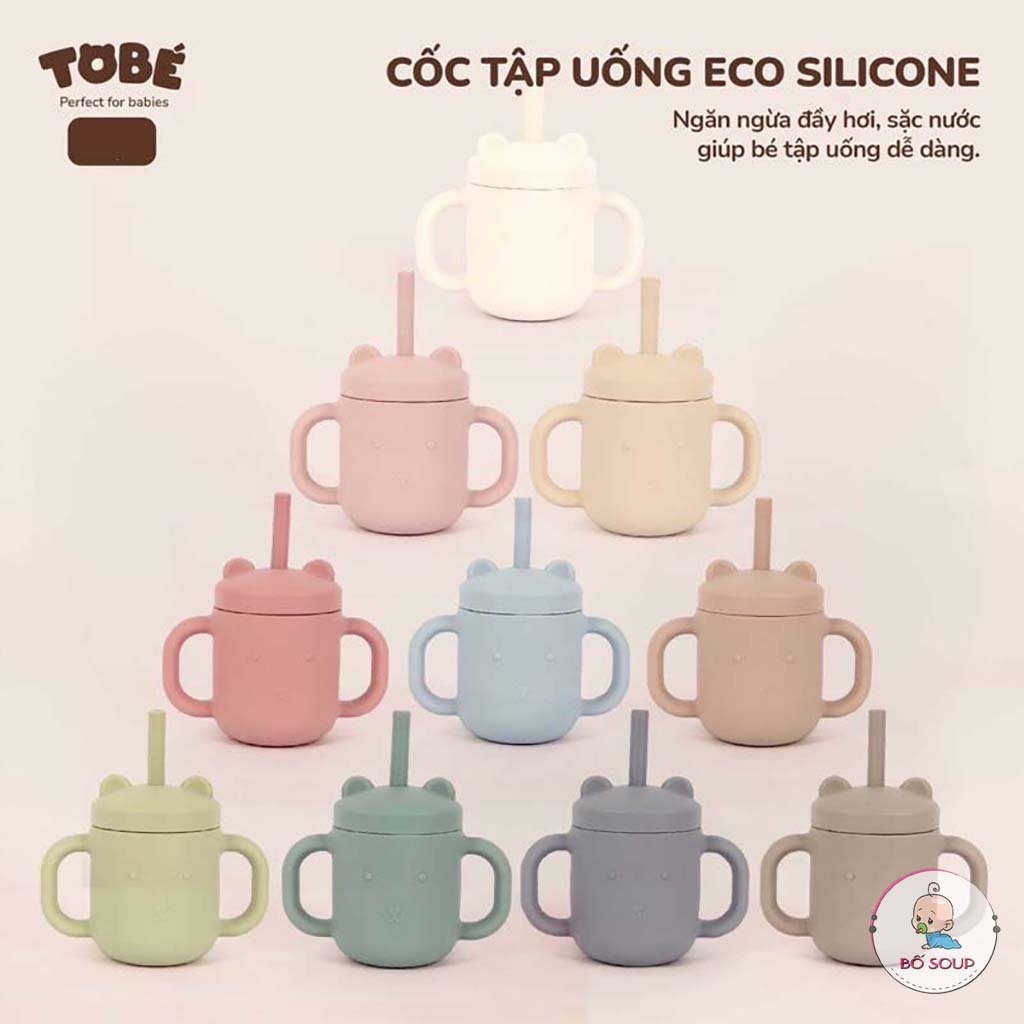 Cốc Tập Uống Nước Eco Silicon kèm ống hút cho bé