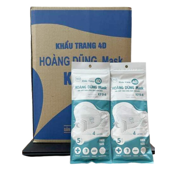 Khẩu trang KF94 - 4 lớp Hoàng Dũng  4D Mask kháng khuẩn cao cấp