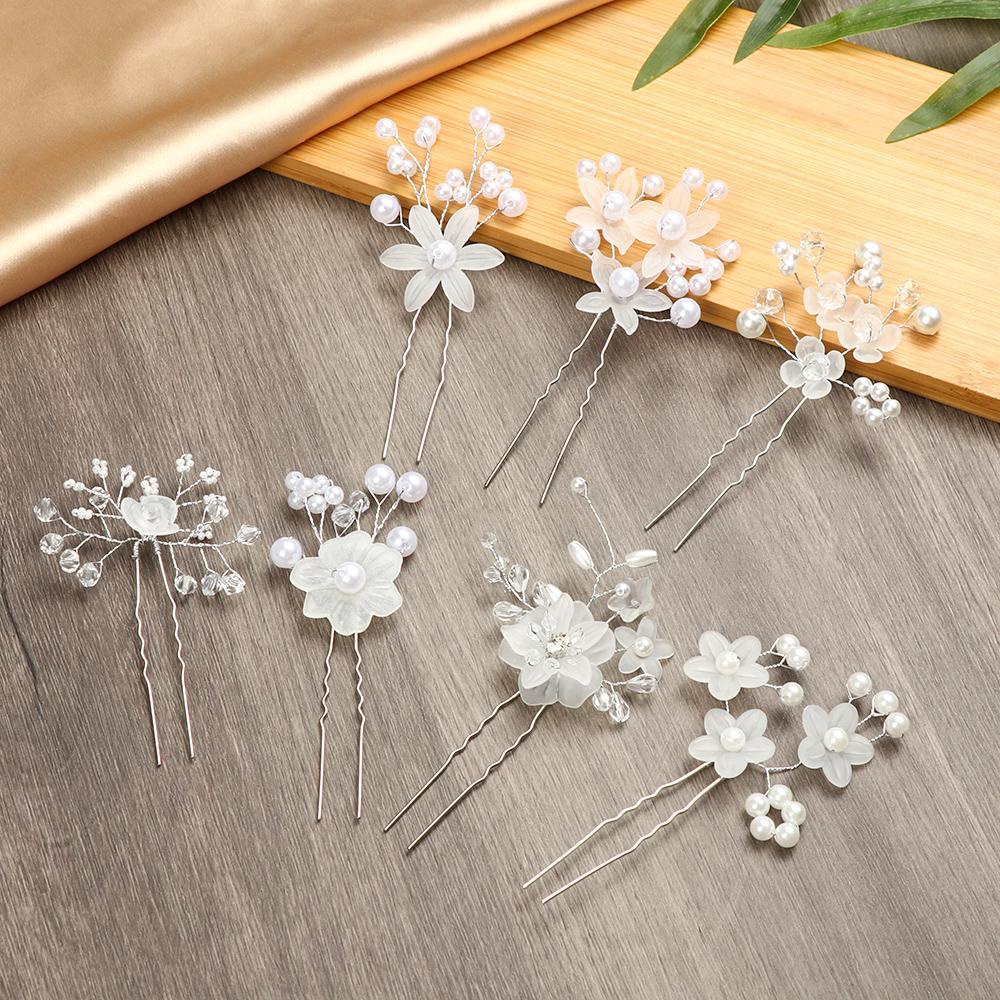 Trâm Cài Tóc Chữ U Hình Hoa Đính Đá Pha Lê 1 Cái