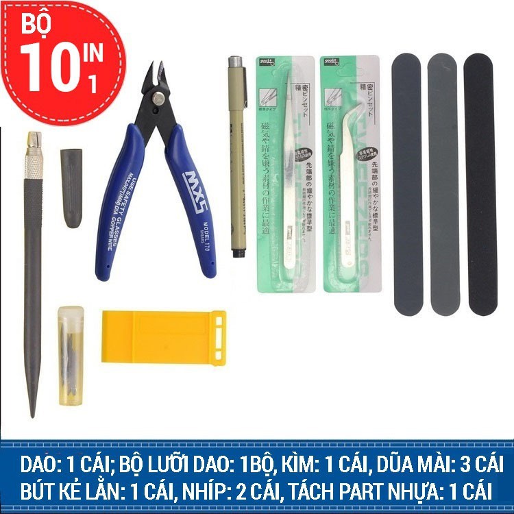 Bộ dụng cụ (Tool) lắp ráp đồ chơi mô hình GUNDAM BANDAI GUNPLA, Bộ từ 10 dụng cụ đến Bộ 1 dụng cụ đa năng  - Gundamchat