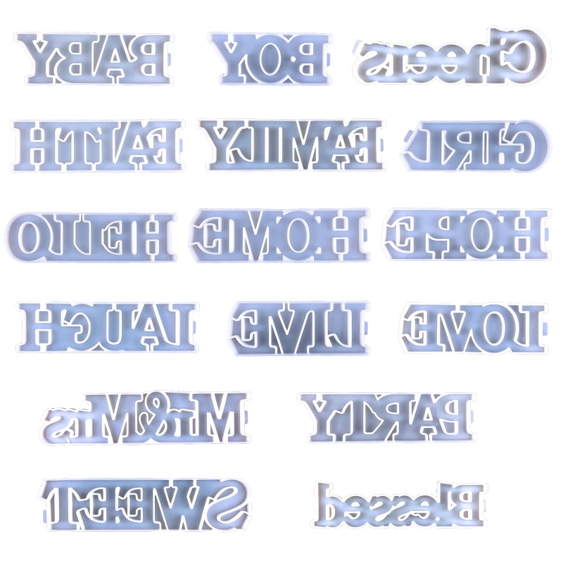 [CH] Long lanh Epoxy Family Word Sign Molds Letters Silicone Molds Love Home Family Sign Resin Casti