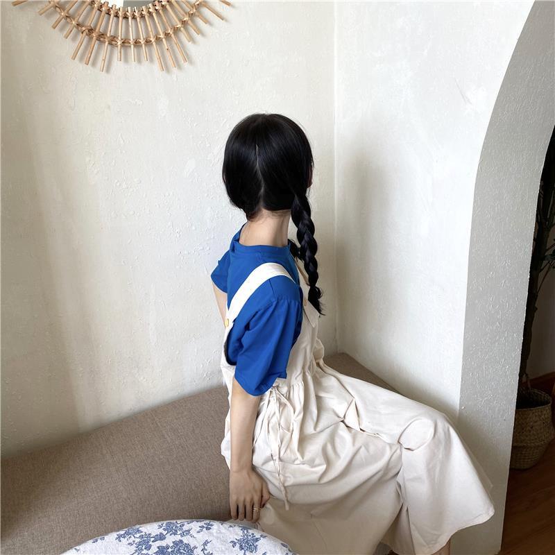 Set Áo Thun Ngắn Tay Và Đầm Yếm Dài Phong Cách Hàn Quốc Dành Cho Nữ