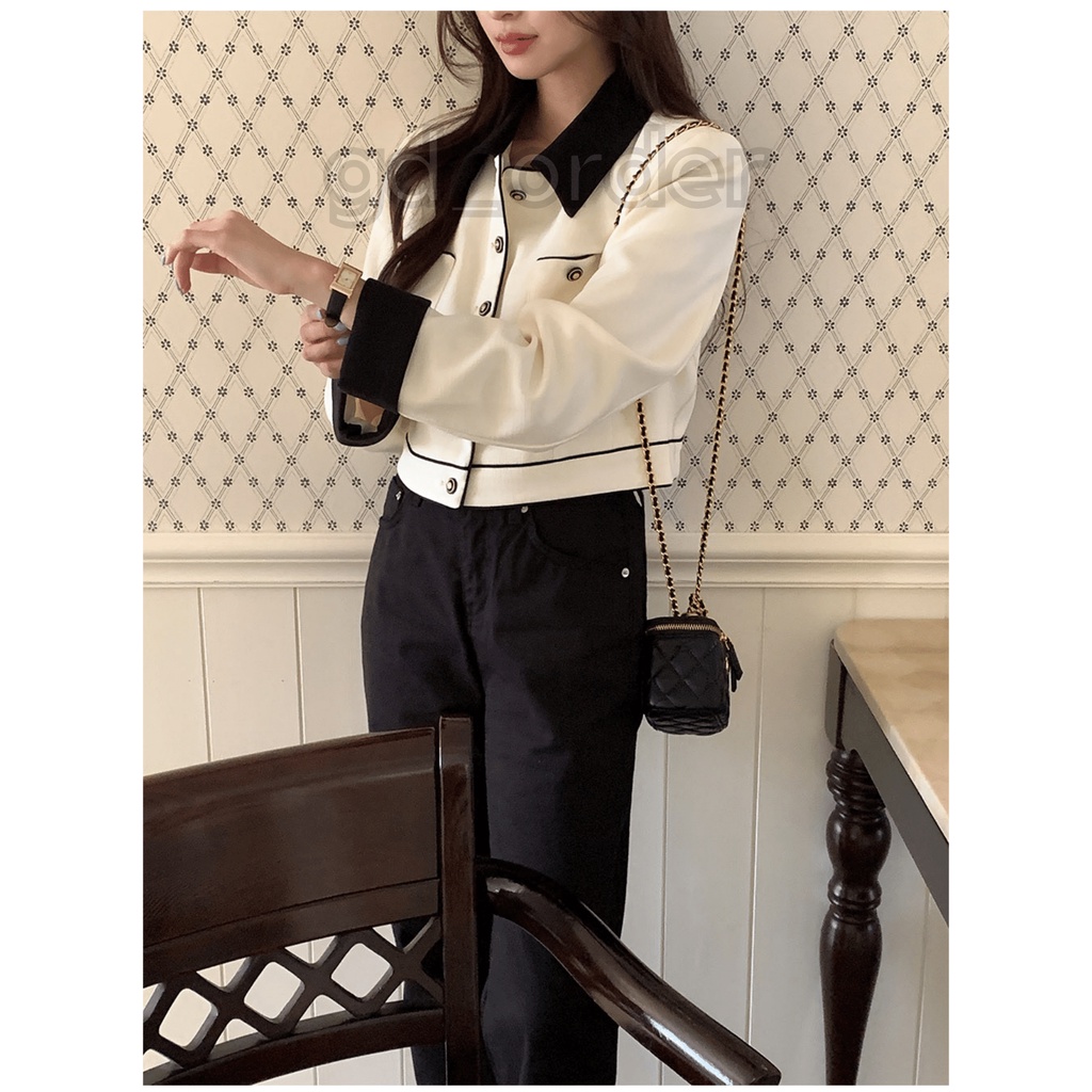 K95|Áo khoác nữ hàn quốc croptop ngắn hoạ tiết nổi túi ngắn thanh lịch, đơn giản gd_order