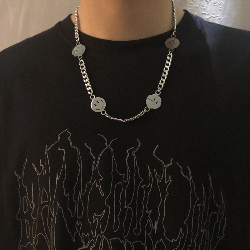 vòng cổ Thép Titan Mặt Cười Dễ Thương Phong Cách Hip Hop