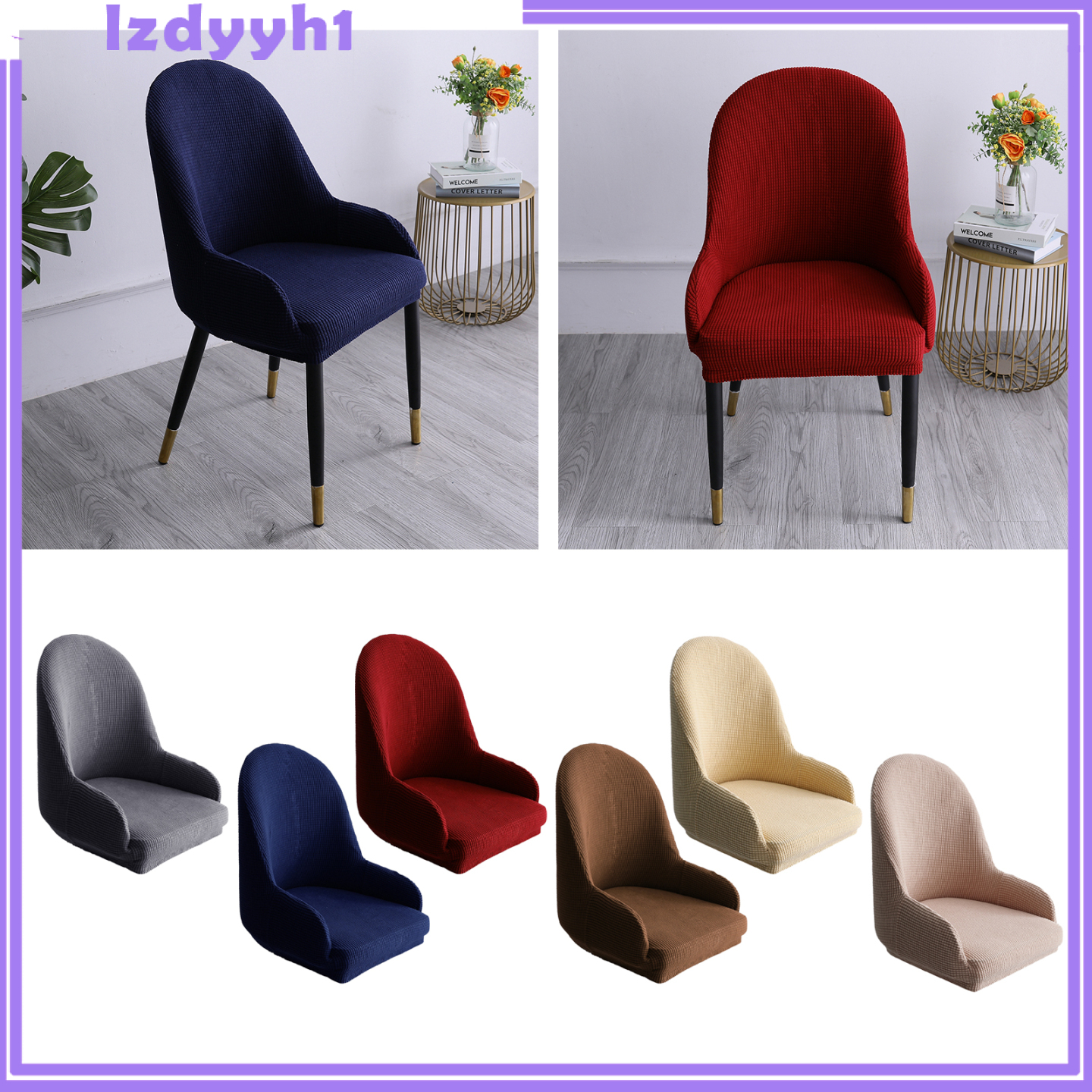 JoyDIY 1pc Wing Back Dining Chair Cover Reusable Protector Seat Covers for Decor gray