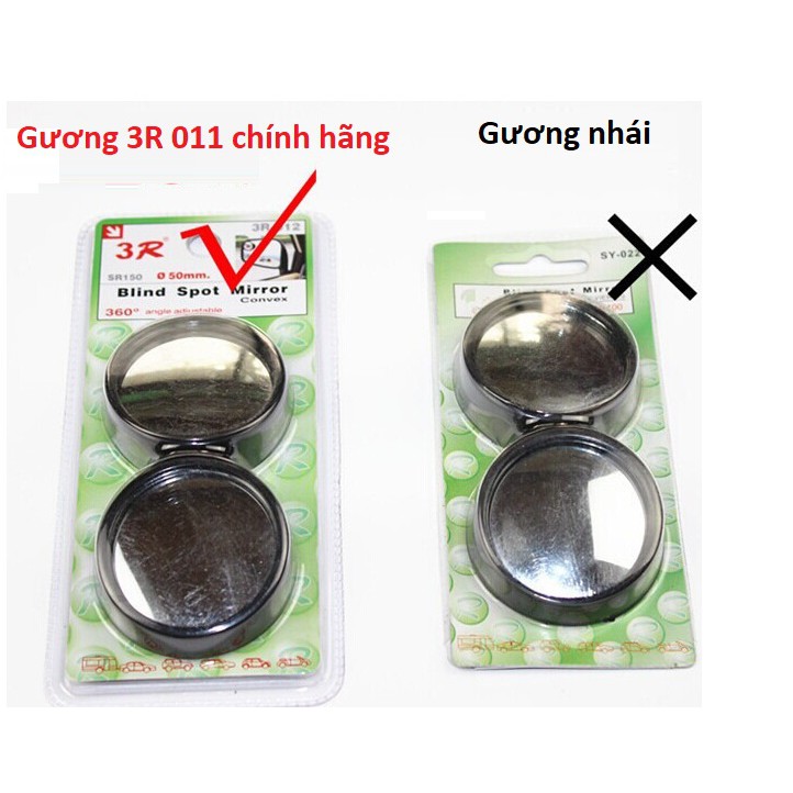 [Mã LIFE10K1504 giảm 10K đơn 20K] Cặp 2 gương cầu lồi 3R-011 chính hãng 360 độ gắn gương chiếu hậu ô tô xe máy