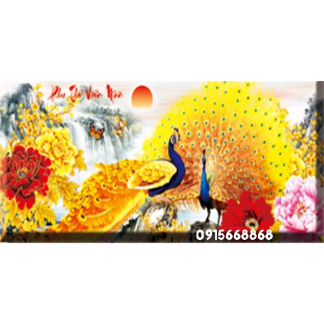 Tranh thêu chữ thập phu thê viên mãn kt 90*41cm