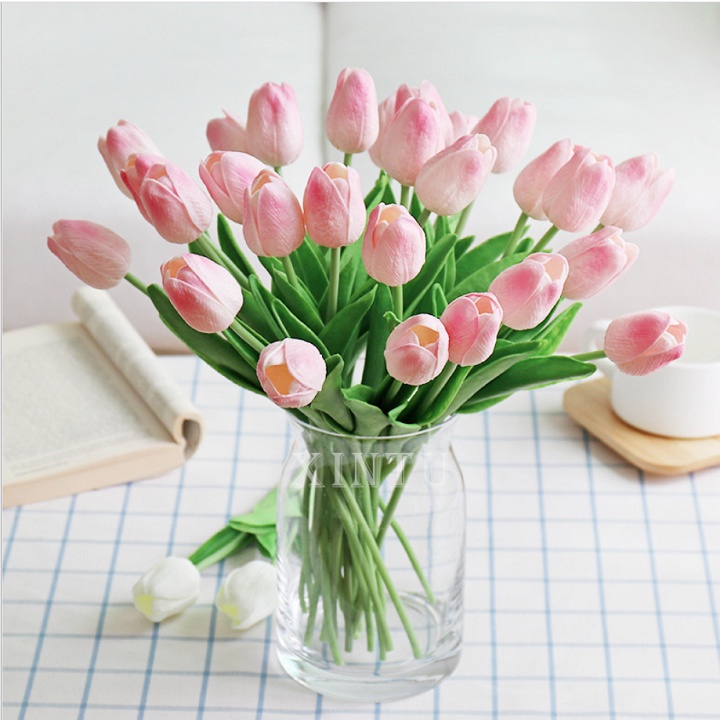 Hoa Giả - Hoa Tulip nhiều màu sắc 33cm trang trí xinh xắn, nhẹ nhàng, phụ kiện decor