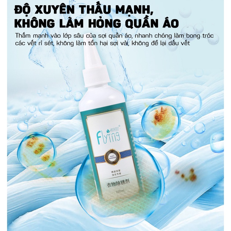 Dung Dịch Tẩy Vết Rỉ Sét Nhanh Chóng Trên Vải, Quần Áo Cao Cấp Flyng 100ml MARRYSTORE