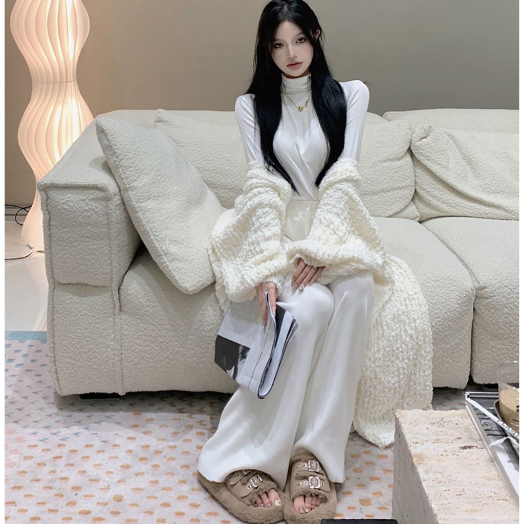 Áo choàng len dáng dài, áo khoác cardigan dài mỏng nhẹ phù hợp mùa thu hàng order Taobao nhà Oanhdilys