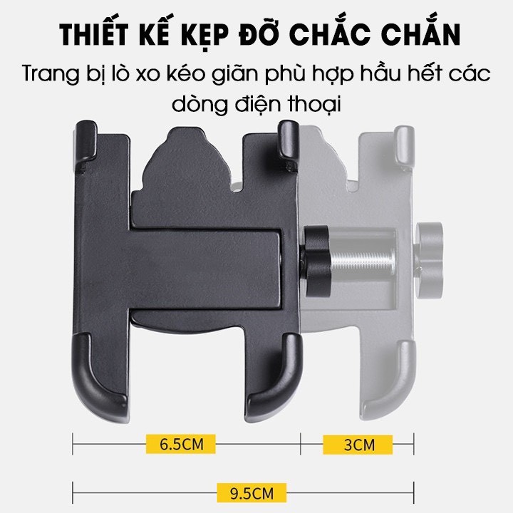 Kẹp Điện Thoại Xe Máy Nhôm CNC Gắn Chân Gương - Cứng Cáp và Không Lo Rung Lắc