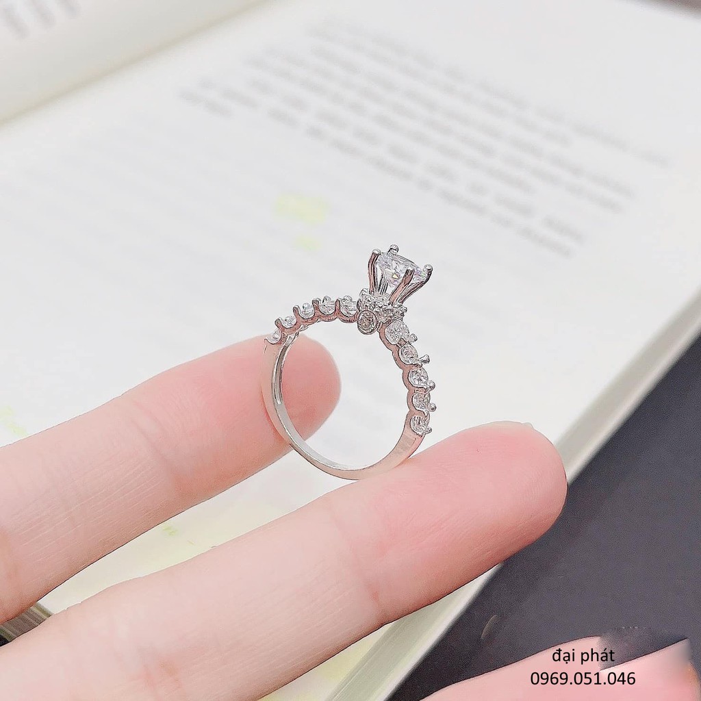 Nhẫn nữ bạc ta đẹp đính đá , nhẫn dày dặn , sáng lấp lánh - Trang Sức đại phát